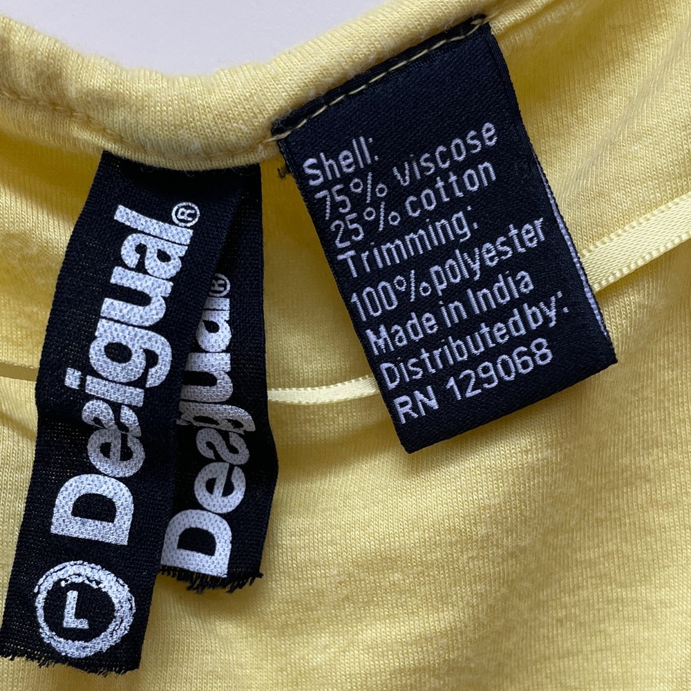 Desigual Yellow Tank Top with Graphic Butterflies, beaded/embroidered - Picture 2 of 6